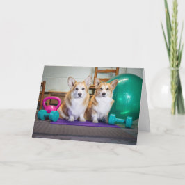 Gym Corgis blanco wenskaart Kaart