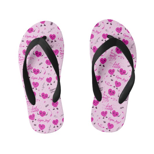 Gym Crazy Heart Patroon Roze Kinder Teenslippers (Voetbed)