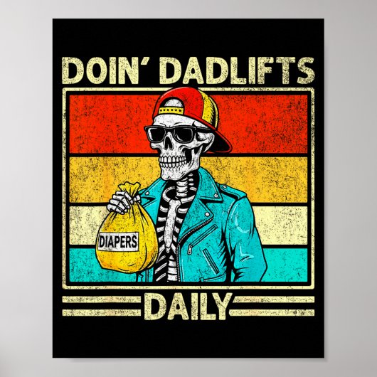 Gym Dad Doin' Dadlifts Daily Men Fathers Day Funny Poster (Voorkant)