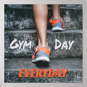 Gym Day Dagelijkse workout-motieven Oranje Poster
