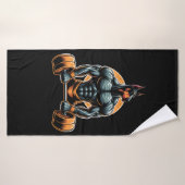 GYM doberman hond bodybuilder powerlifter Badhanddoek (Badhanddoek)