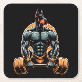 GYM doberman hond bodybuilder powerlifter Kartonnen Onderzetters (Voorkant)