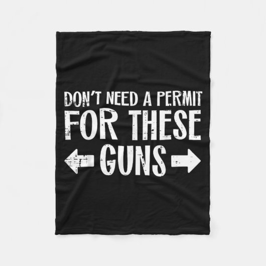 Gym Dont Need Permit For These Guns Funny Workout Fleece Deken (Voorkant)