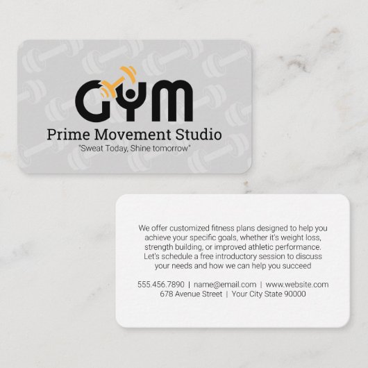 Gym Dumbbell Logo | gezondheidsfitness Visitekaartje (Voorkant / Achterkant)