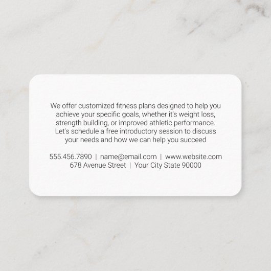 Gym Dumbbell Logo | gezondheidsfitness Visitekaartje (Achterkant)