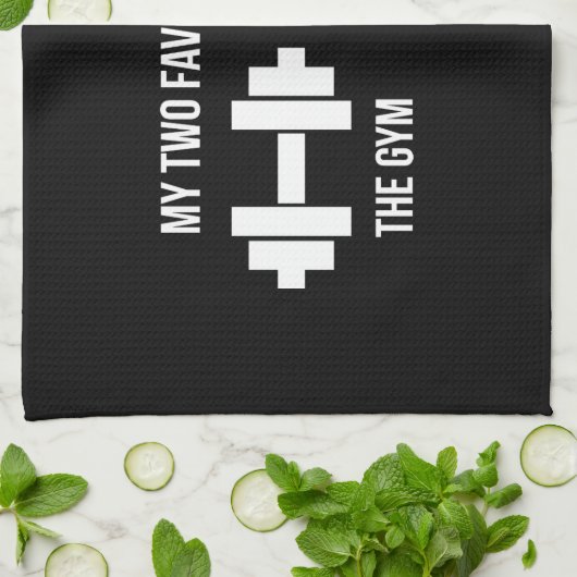 Gym en Bed - Funny Cartoon Pictogram - Novelty Theedoek (Gevouwen)