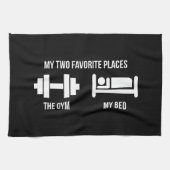 Gym en Bed - Funny Cartoon Pictogram - Novelty Theedoek (Horizontaal)