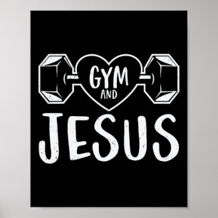 Gym en Jezus fitness Lifgewicht Lichaamsgewicht Bu Poster