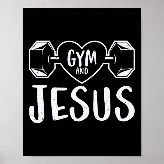 Gym en Jezus fitness Lifgewicht Lichaamsgewicht Bu Poster (Voorkant)
