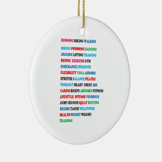 GYM EXERCISE Label Words RUNNING HIKING WALKING Keramisch Ornament (Rechts)