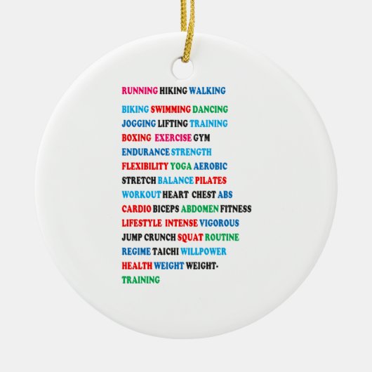 GYM EXERCISE Label Words RUNNING HIKING WALKING Keramisch Ornament (Voorkant)