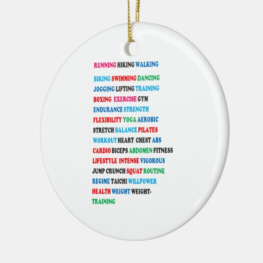 GYM EXERCISE Label Words RUNNING HIKING WALKING Keramisch Ornament (Links)