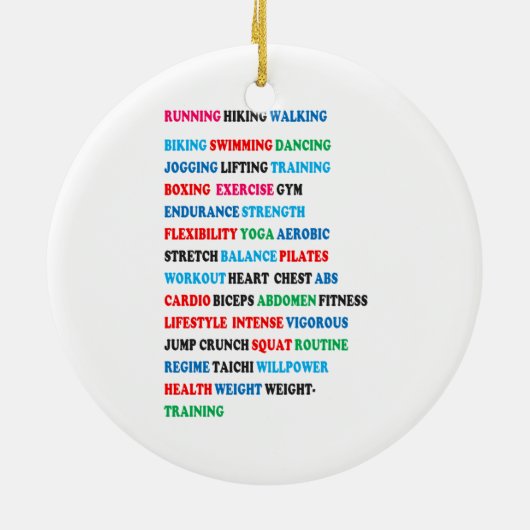 GYM EXERCISE Label Words RUNNING HIKING WALKING Keramisch Ornament (Achterkant)
