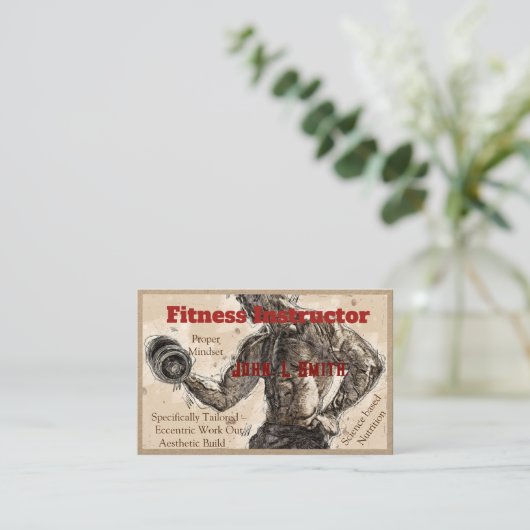 Gym Fitness Instructor Premium Kraft Visitekaartje (Staand voorkant)