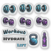 Gym Fitness Motiverende Workouts Dumbbells Sticker (Voorkant)