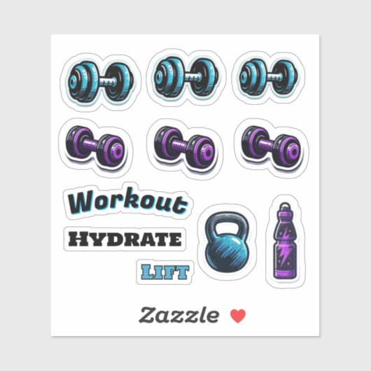 Gym Fitness Motiverende Workouts Dumbbells Sticker (Vel)