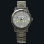 GYM FOCUS Modern Fitness Horloge<br><div class="desc">This modern GYM FOCUS watch is designed for fitness lovers and gym spaces. The minimalist gray background combined with bold neon green typography creates a powerful and energetic look that fits perfectly in gyms, workout rooms, fitness studios, or home gyms. The numbers are styled in a dynamic mix of neon...</div>