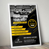 Gym Foto Zwart & Geel Logo Workout Marketing Poster