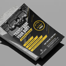Gym Foto Zwart & Geel Logo Workout Promotionele