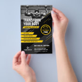 Gym Foto Zwart & Geel Logo Workout Promotionele Flyer (Hand)