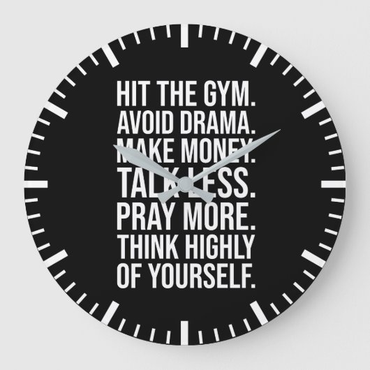 Gym, Geld, Bidden - Succesmotivatie Grote Klok (Voorkant)