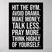 Gym, Geld, Bidden - Succesmotivatie Poster (Voorkant)