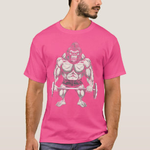 Gym Gorilla met Barbell Bar T-shirt