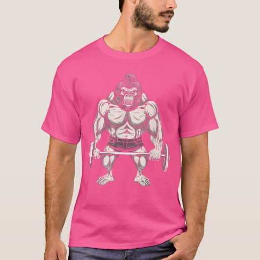 Gym Gorilla met Barbell Bar T-shirt (Voorkant)