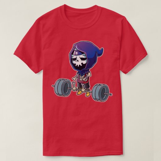 Gym Grim Reaper doadlift Gym Workout Halloween Bod T-shirt (Design voorkant)