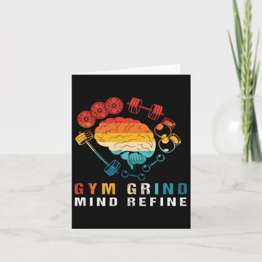 Gym Grind Mind Refined Bodybuilding Retro Gym Rat  Kaart (Voorkant)