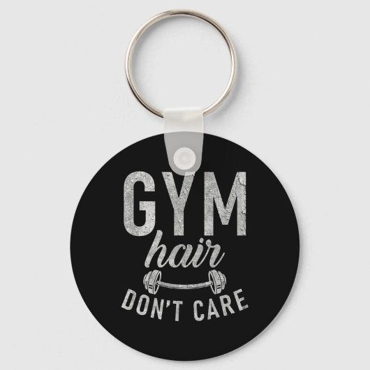 Gym Hair Dont Care Funny Workout Bodybuilding  Sleutelhanger (Voorkant)