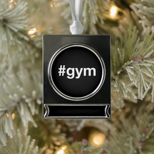 GYM Hashtag Verzilverd Banner Ornament (Boom)