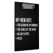 Gym Humor - Dieet - Blood, Souls, Pizza - Grappig Klembord (Rechts)
