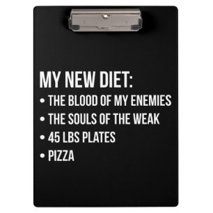 Gym Humor - Dieet - Blood, Souls, Pizza - Grappig Klembord