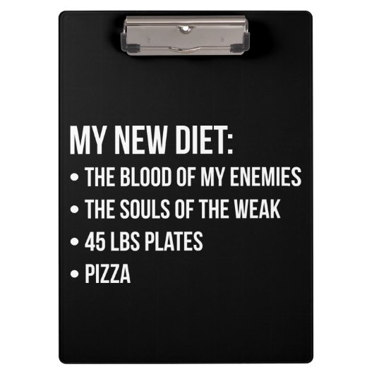 Gym Humor - Dieet - Blood, Souls, Pizza - Grappig Klembord (Voorkant)