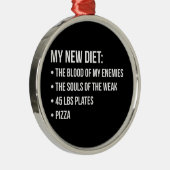 Gym Humor - Dieet - Blood, Souls, Pizza - Grappig Metalen Ornament (Rechts)