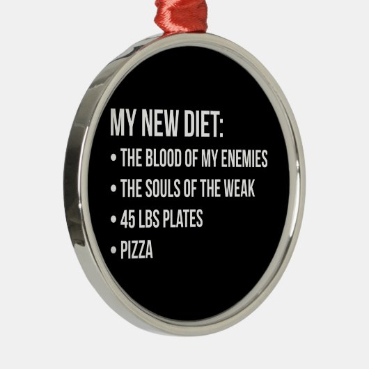 Gym Humor - Dieet - Blood, Souls, Pizza - Grappig Metalen Ornament (Rechts)