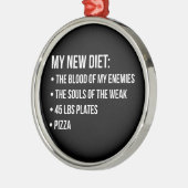 Gym Humor - Dieet - Blood, Souls, Pizza - Grappig Metalen Ornament (Links)