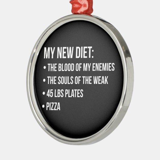 Gym Humor - Dieet - Blood, Souls, Pizza - Grappig Metalen Ornament (Links)