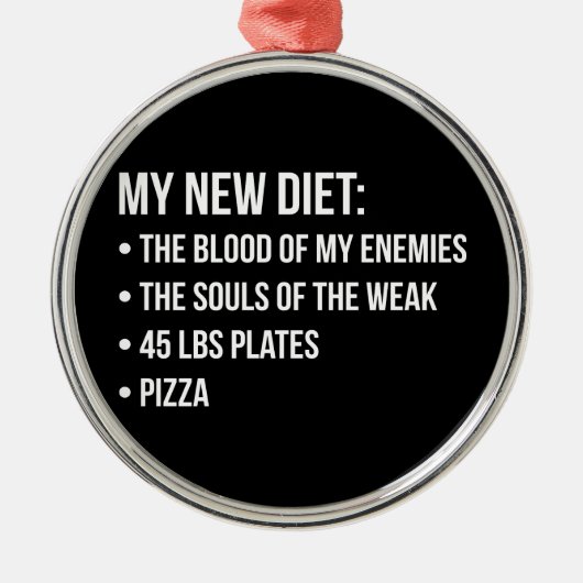 Gym Humor - Dieet - Blood, Souls, Pizza - Grappig Metalen Ornament (Voorkant)