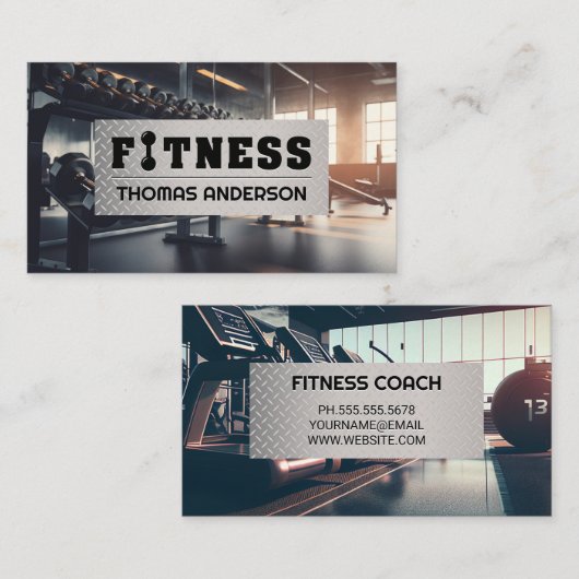 Gym Interieur | druiloor | loopbanden Visitekaartje (Voorkant / Achterkant)