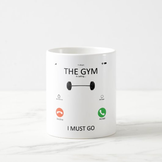 Gym is Calling I Must Go - Funny Gym Sayings Koffiemok (Center)