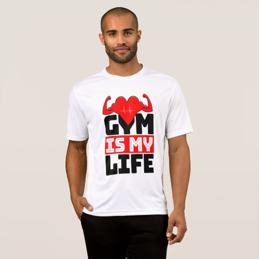 Gym is mijn leven t-shirt (Voorkant volledig)