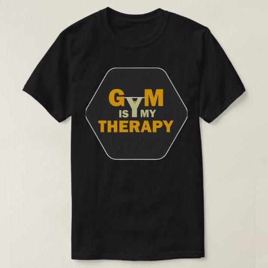 Gym is mijn 'Therapy Gym Fitness Workout' T-shirt (Design voorkant)