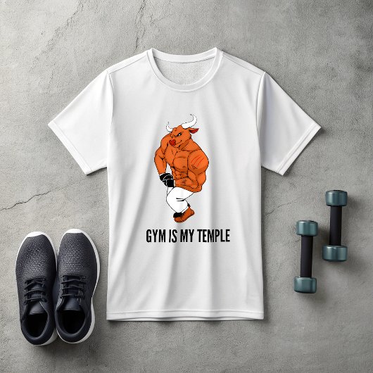 Gym Is My Temple Bull T-Shirt | Bodybuilding
