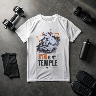 Gym Is My Temple Stier Grafische T-Shirt Motivat