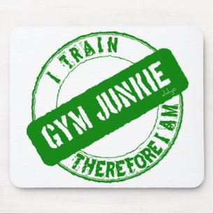 GYM JUNKIE IK TREIN DAAROM OOK MIJ. groen Muismat