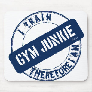 GYM JUNKIE IK TREIN DUS IK BEN blauw Muismat