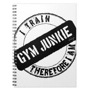 GYM JUNKIE IK TREIN DUS IK BEN zwart Notitieboek