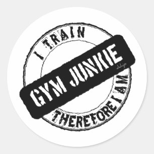 GYM JUNKIE IK TREIN DUS IK BEN zwart Ronde Sticker